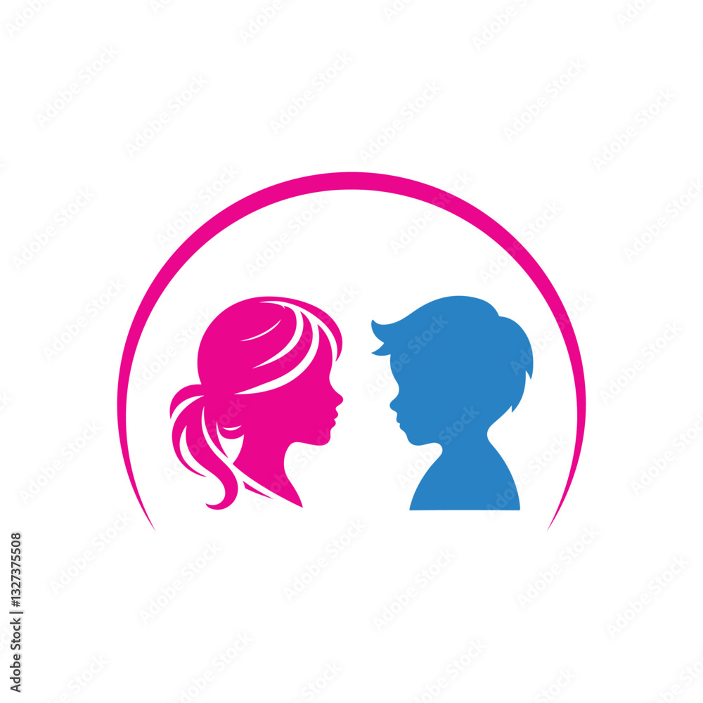 kids silhouette vector line art logo design kids silhouette vector line art logo design