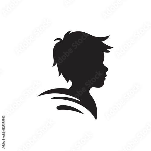 kids silhouette vector line art logo design