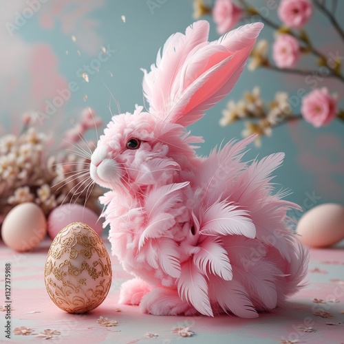 Abstract image of Easter bunny on greeting card.