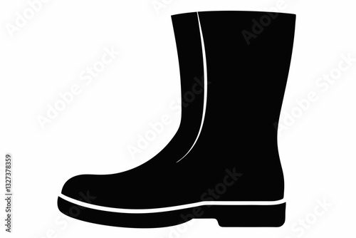 rubber boot line art silhouette vector illustration	