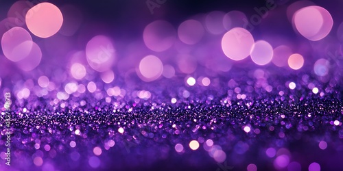 Violet purple sparkle dust horizontal background luminous bokeh effect pink particles glittering backdrop abstract glamour