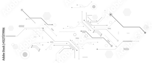 Technology black circuit diagram concept. Vector abstract technology on white background.