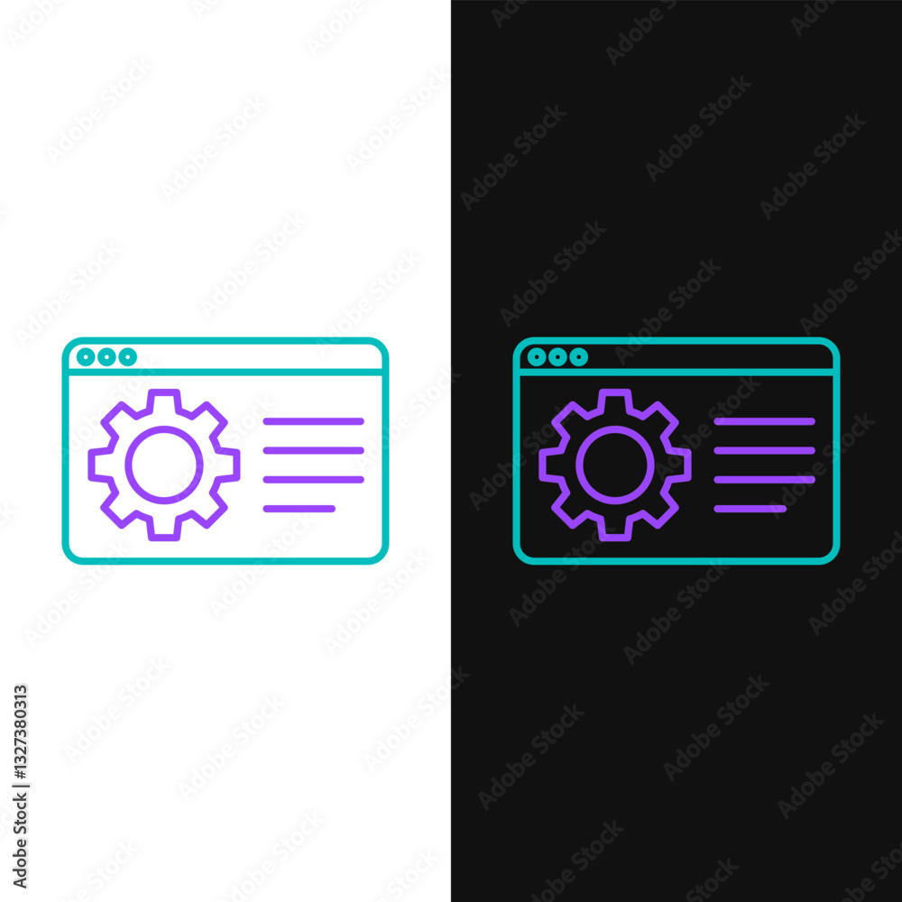 Line Browser setting icon isolated on white and black background. Adjusting, service, maintenance, repair, fixing. Colorful outline concept. Vector Line Browser setting icon isolated on white and black background. Adjusting, service, maintenance, repair, fixing. Colorful outline concept. Vector