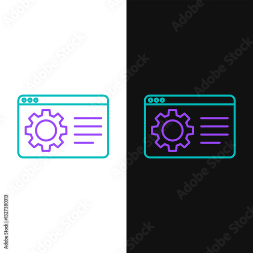 Line Browser setting icon isolated on white and black background. Adjusting, service, maintenance, repair, fixing. Colorful outline concept. Vector