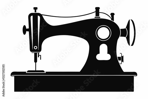 sewing machine line art silhouette vector illustration
