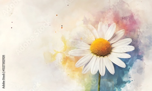 A white daisy with a bright yellow center is shown