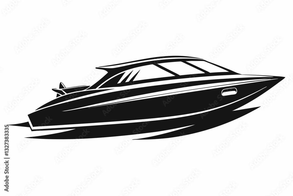 speed boat line art silhouette vector illustration speed boat line art silhouette vector illustration