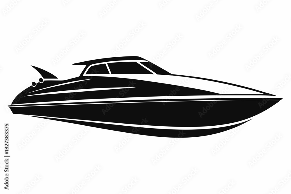 speed boat line art silhouette vector illustration speed boat line art silhouette vector illustration
