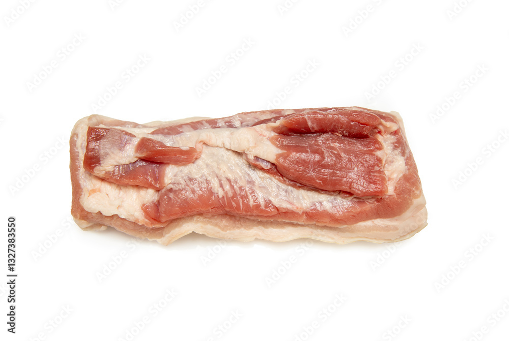 A piece of meat is displayed on a white background A piece of meat is displayed on a white background