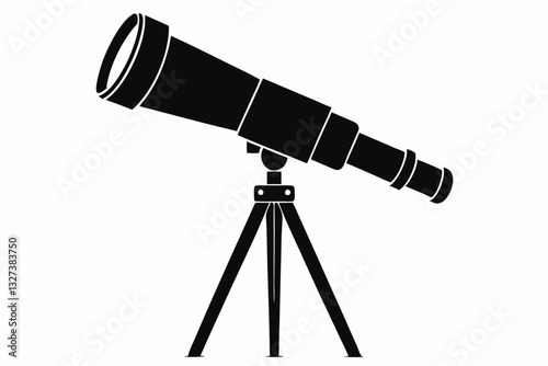 telescope line art silhouette vector illustration