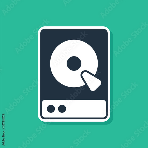 Blue Hard disk drive HDD icon isolated on green background. Vector