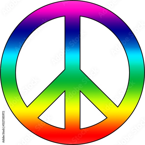 march for peace. pride for every form of non-violence, logo with rainbow and shadow on neutral background, the multi-colored symbol of the world to indicate all people. gender equality, rights for all