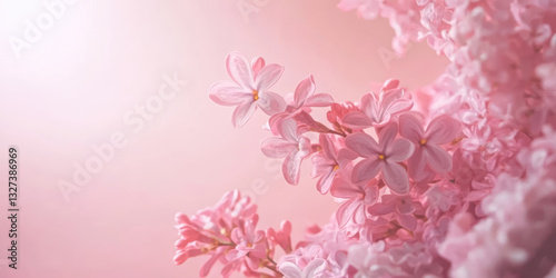 pink lilac flower background banner with copy space empty place for mothers day, beauty, romantic, spring greeting
