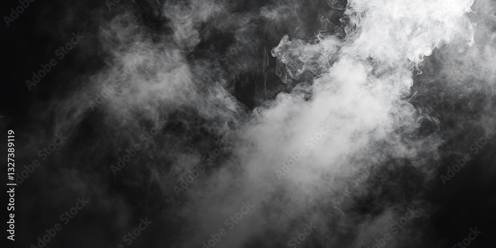 Fototapeta premium White smoke on a black background. Texture