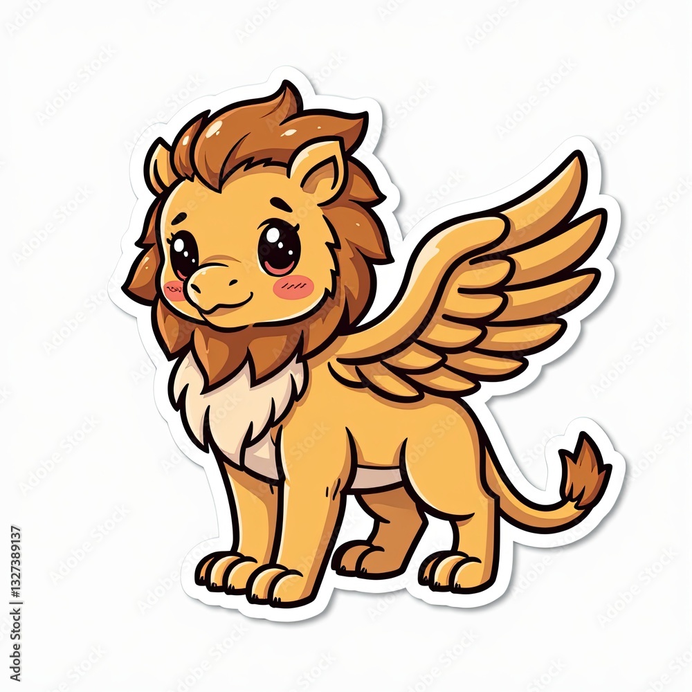 Obraz premium Cute Cartoon Griffin Character with Bright Colors and Playful Design