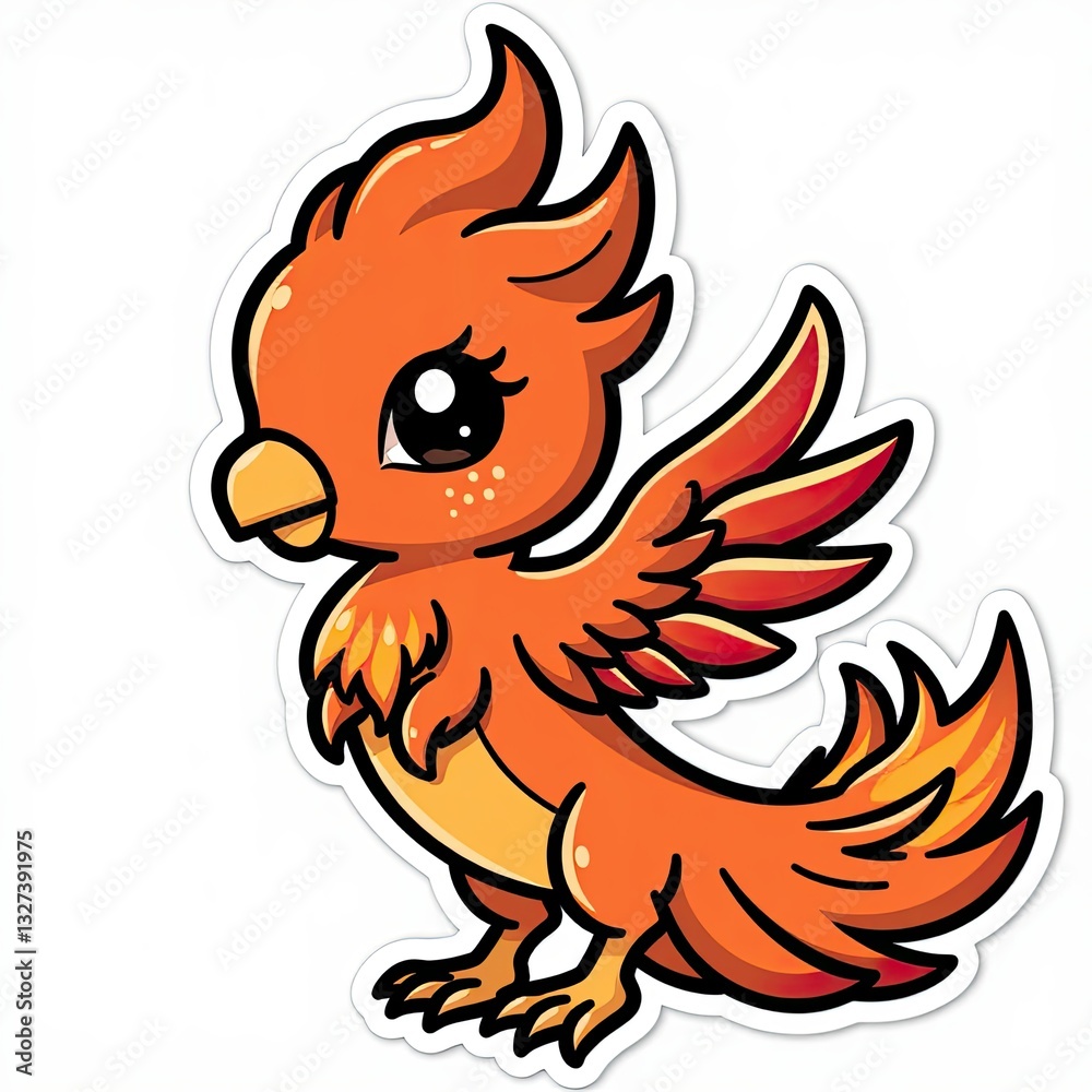 Obraz premium Cute Cartoon Bird with Vibrant Wings and Charming Expression