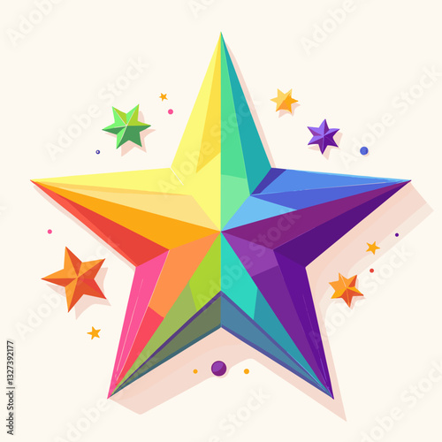 Rainbow star for LGBTQ+ pride, inspiration, and equality theme in flat design