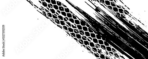 Grunge Car Tire Tracks Vector