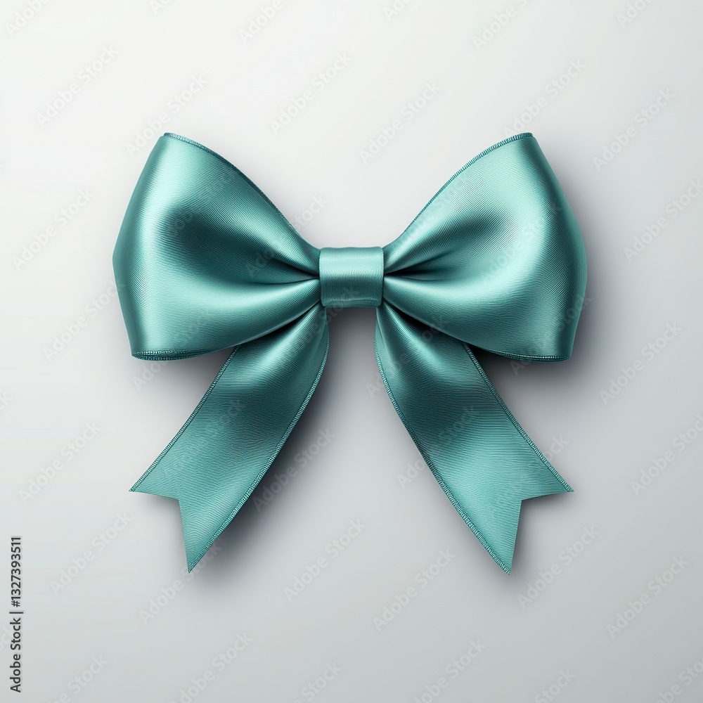 Naklejka premium Teal Satin Bow on White Background