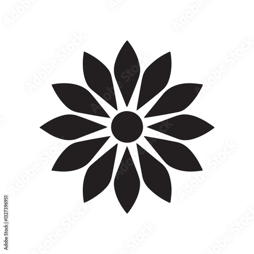 Minimalist Black Flower Icon | Floral Silhouette Vector Design