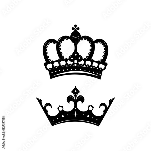 Elegant crowns design representing royalty and grace in black and white artistry