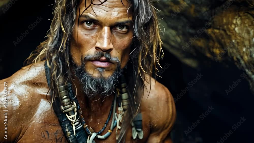 ancient man in cave, neanderthal, cro-magnon, homo sapiens, prehistoric ...