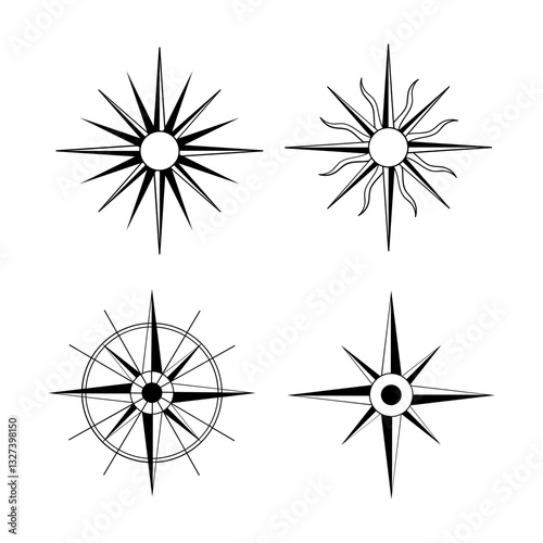 Captivating designs of sun and compass symbols showcasing artistic flair and creativity