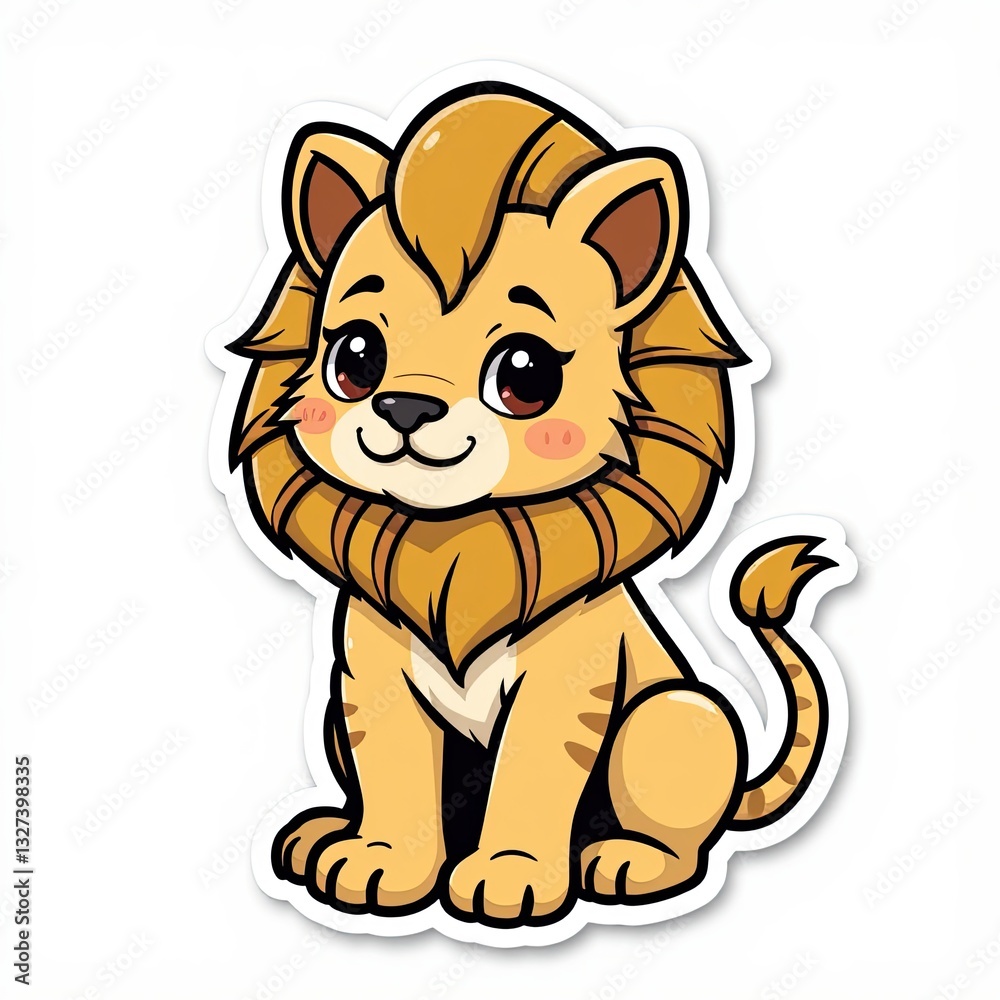 Cute Cartoon Lion Character with Big Eyes and Friendly Smile Cute Cartoon Lion Character with Big Eyes and Friendly Smile