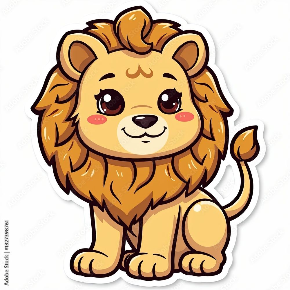 Cute Cartoon Lion Character with Big Eyes and Friendly Smile Cute Cartoon Lion Character with Big Eyes and Friendly Smile