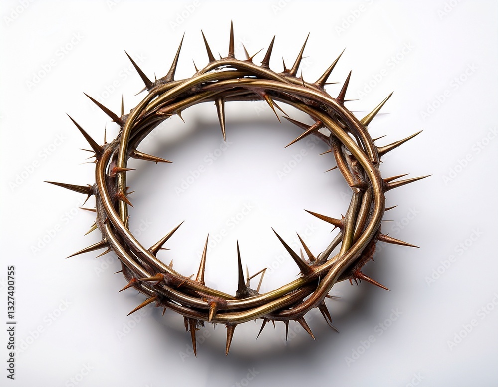 Fototapeta premium crown of thorns top view isolate on white background