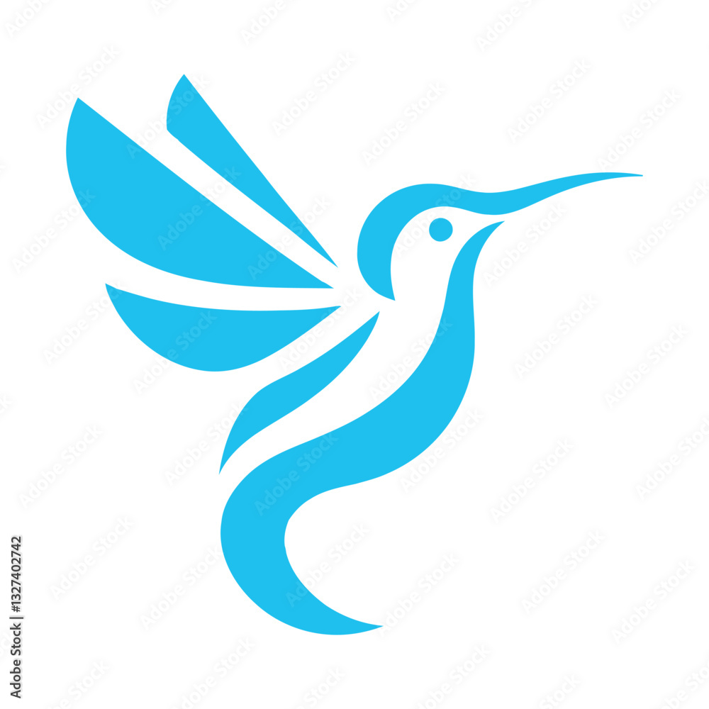 Modern Blue Hummingbird Logo Minimalist Vector Design Modern Blue Hummingbird Logo Minimalist Vector Design