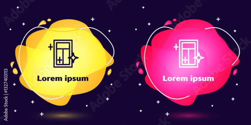 Set line Cleaning service for window icon isolated on blue background. Squeegee, scraper, wiper. Abstract banner with liquid shapes. Vector