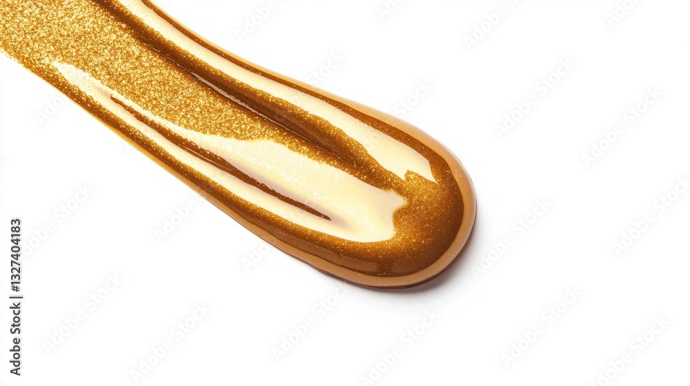 Gold nail polish dripping elegantly on a white background, generative ai Gold nail polish dripping elegantly on a white background, generative ai