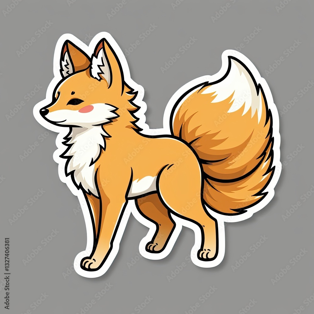Fototapeta premium Cute red fox cartoon vector with a heart, a fun wild animal illustration