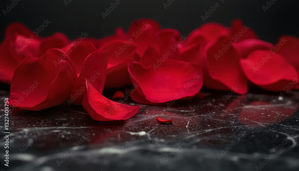 Red rose petals scattered on dark surface symbolizing remembrance for World AIDS Day