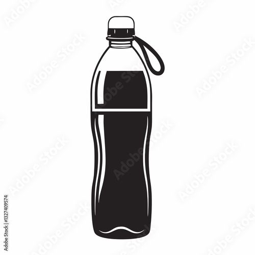 Black and white water bottle icon for hydration