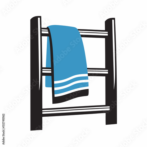 Towel hanging on a black towel rack