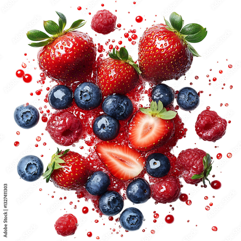 Blueberries and Strawberries Bursting with Sweet Fruit Isolated on Transparent Background Blueberries and Strawberries Bursting with Sweet Fruit Isolated on Transparent Background