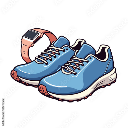 Losing weight. Active lifestyle running shoes and fitness tracker on white background, health motivation