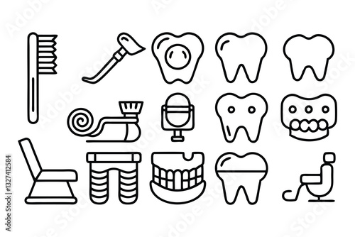 dental care and stomatology editable stroke outlin