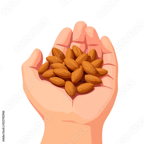 Losing weight. Almonds healthy lifestyle clean snacking in open palm, nutrition concept