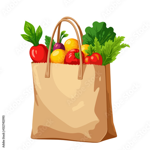 Losing weight. Healthy eating shopping bag filled with fresh organic produce, wellness