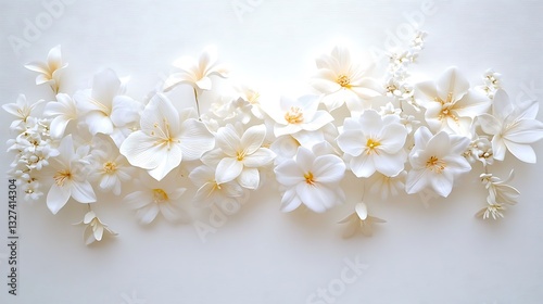 A Delicate Arrangement of White Flowers on a White Surface