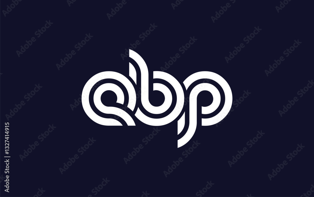 Fototapeta premium EBP Creative Unique Modern Letter Logo Design. Stylized logo featuring a unique letter design, presenting abstract minimalist aesthetics and modern appeal.
