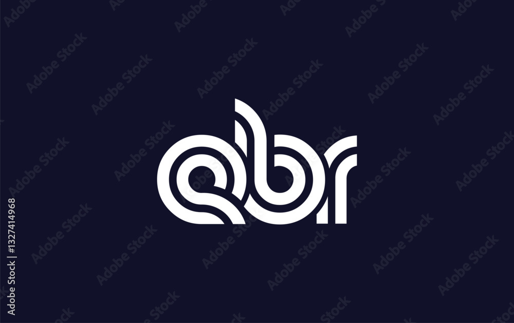 Fototapeta premium EBR Creative Unique Modern Letter Logo Design. Stylized logo featuring a unique letter design, presenting abstract minimalist aesthetics and modern appeal.