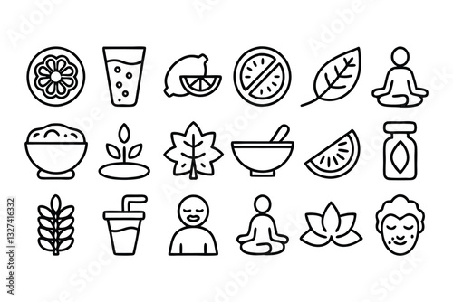 detox and cleanse related editable stroke outline