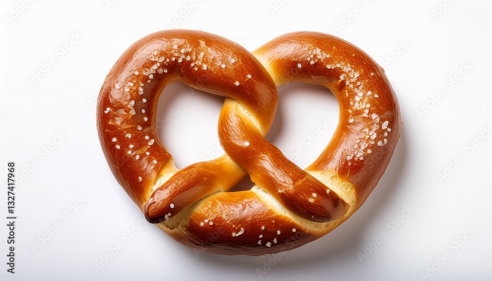 a delicious soft pretzel isolated on a white background showcasing its unique twisted shape and golden brown texture single delicious pretzel top view isolated on white background or a delicious soft pretzel isolated on a white background showcasing its unique twisted shape and golden brown texture single delicious pretzel top view isolated on white background or
