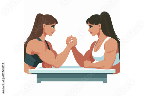 Two young women armwrestlers