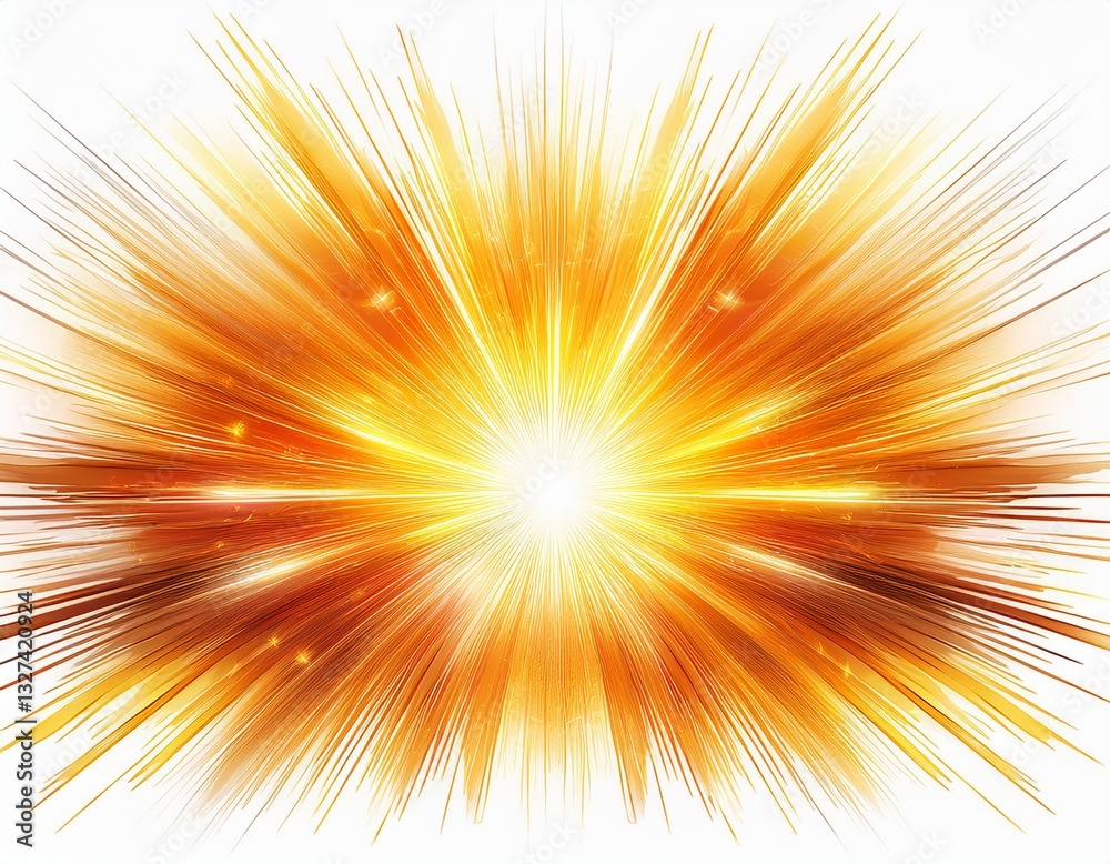 bright glowing orange and yellow starburst effect with radiant energy beams isolated on white background bright glowing orange and yellow starburst effect with radiant energy beams isolated on white background