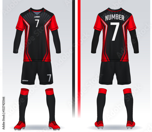 t-shirt sport design template, Soccer jersey mockup for football club. uniform front and back view.